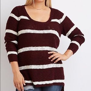 Charlotte Russe Women’s Striped Maroon Sweater